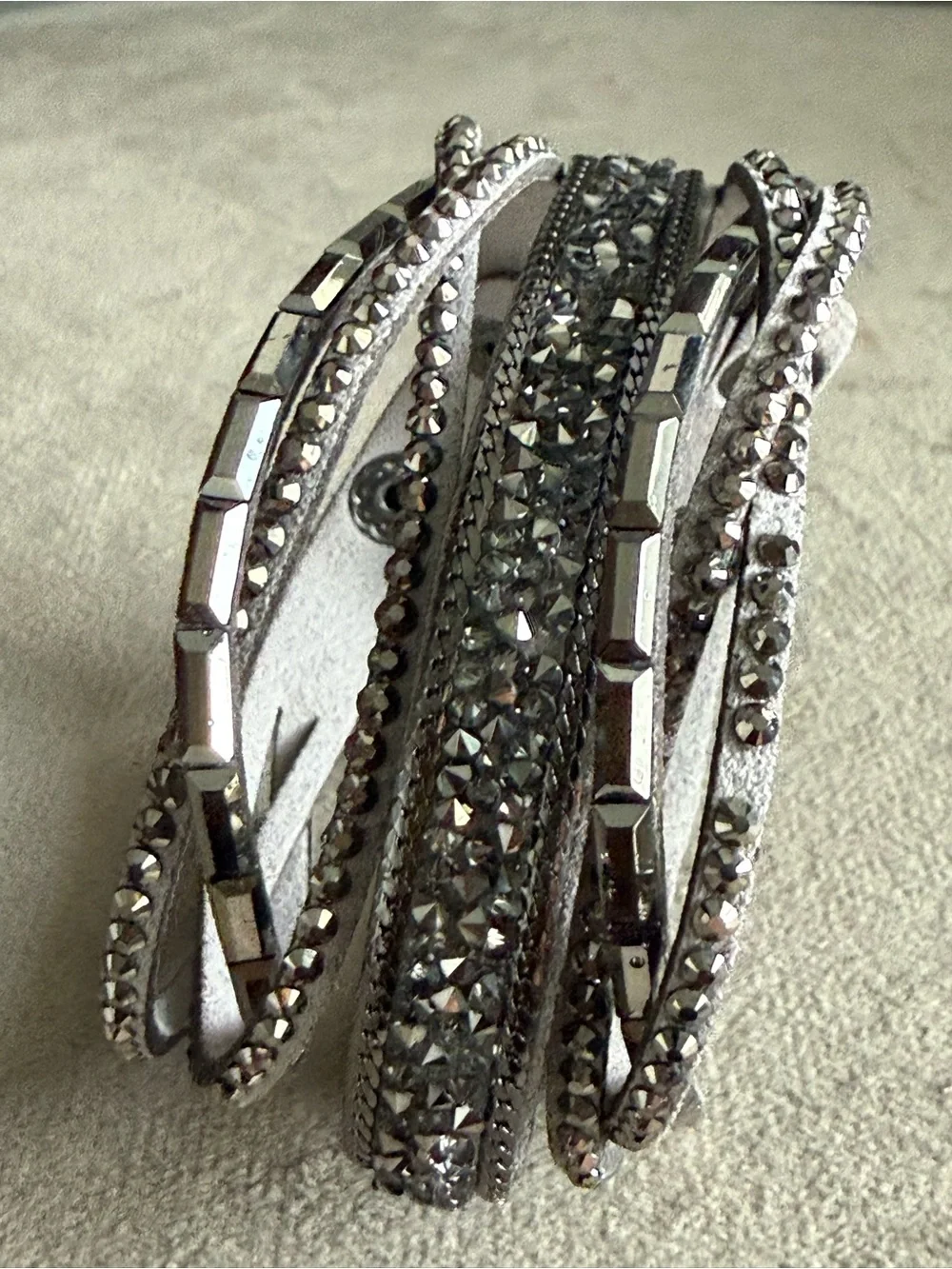 Crystal Multi-Row Wrap Bracelet - Silver